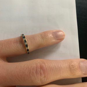 Diamonique Simulated Sapphire Band 14K Gold Ring